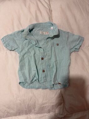 Light Blue Toddler Short-Sleeve Button Shirt